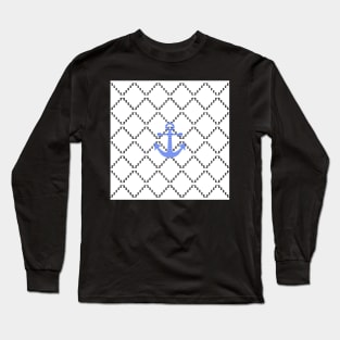 Abstract geometric pattern - black and white - blue anchor Long Sleeve T-Shirt